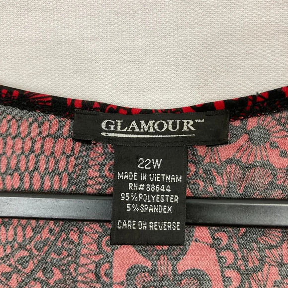 Glamour Red Black Paisley Print Belted Soft Stretch Surplice Dress size 22W - Picture 2 of 11